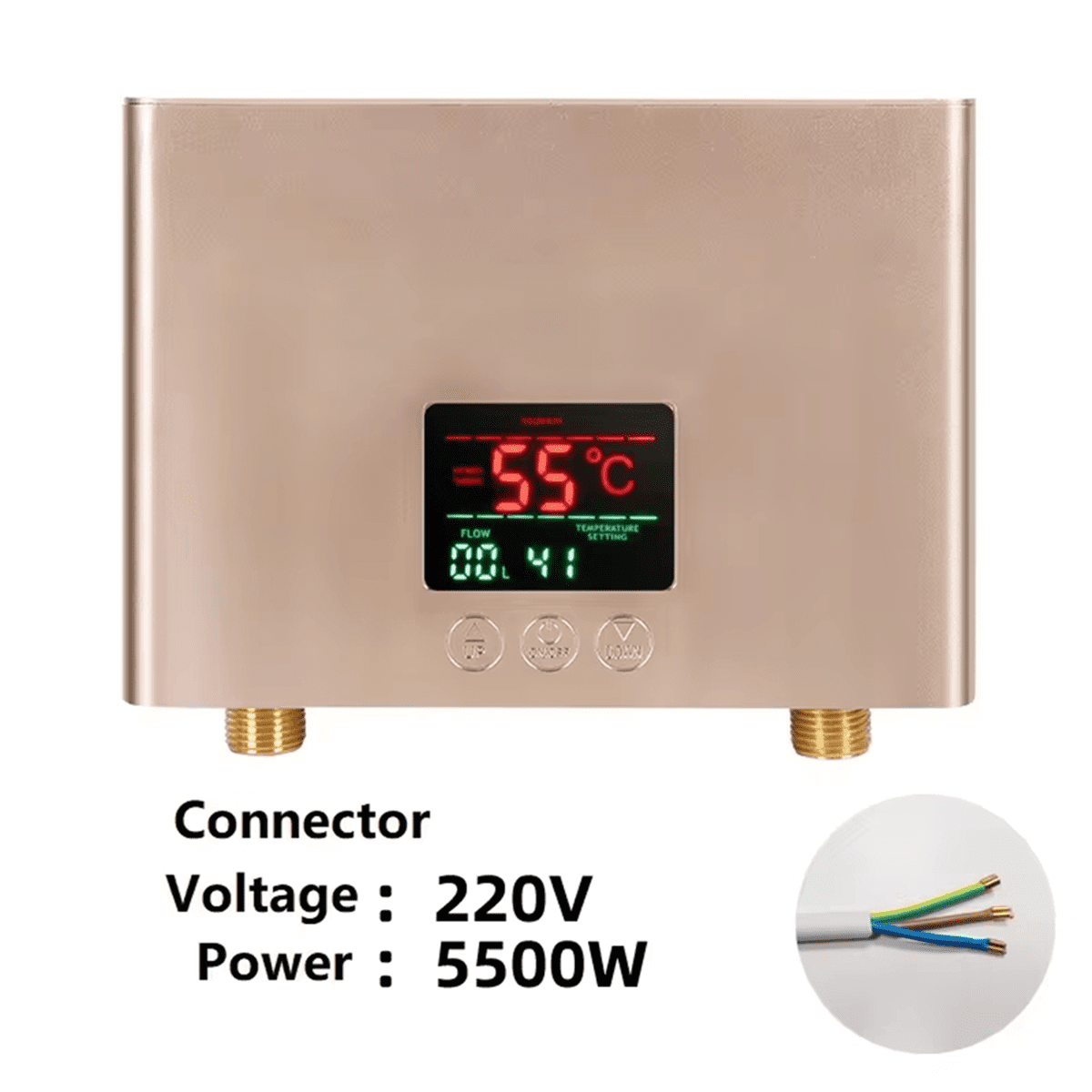 220V Instant Water Heater 5500W Wall-Mounted Electric Heaters for Bathroom Hot Water Shower and Home Kitchen Heating