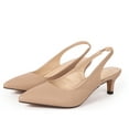 thumbnail image 6 of kkdom Women Slingback Heels Pumps Kitten Low heels Pointed Toe Beige Size 10, 6 of 6