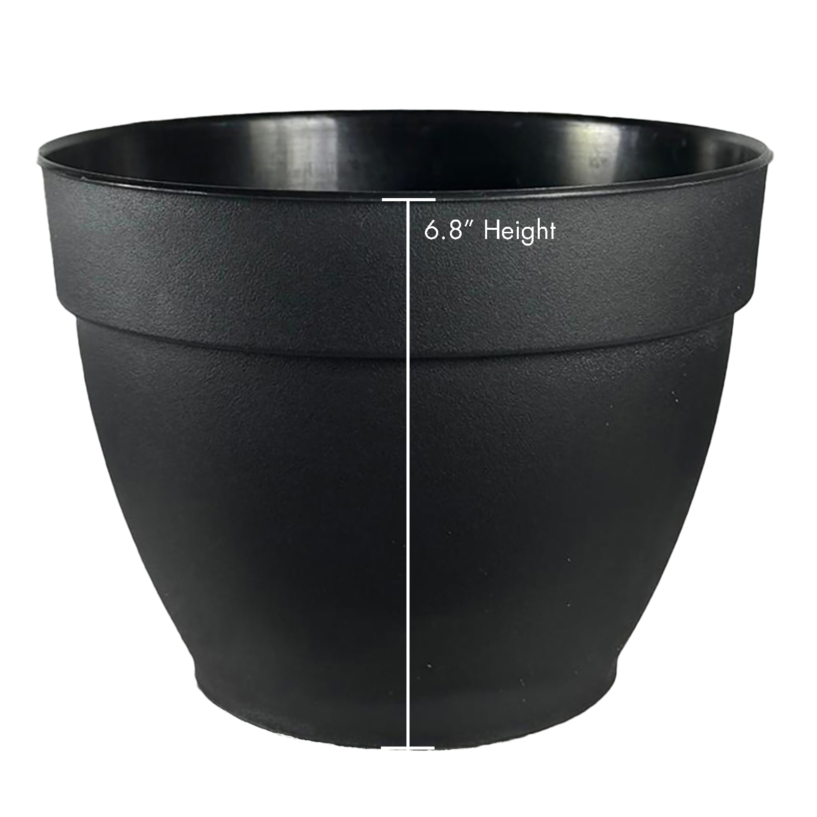 Jacinto Recycled Plastic Planter, 8 inch Opening Diameter, Black Color