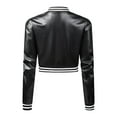 thumbnail image 2 of Jdlsppl Women's Cute Crop Coat Faux Leather PU Jacket Long Sleeve Vintage Fitted Fashion Cropped Top Black Medium, 2 of 4