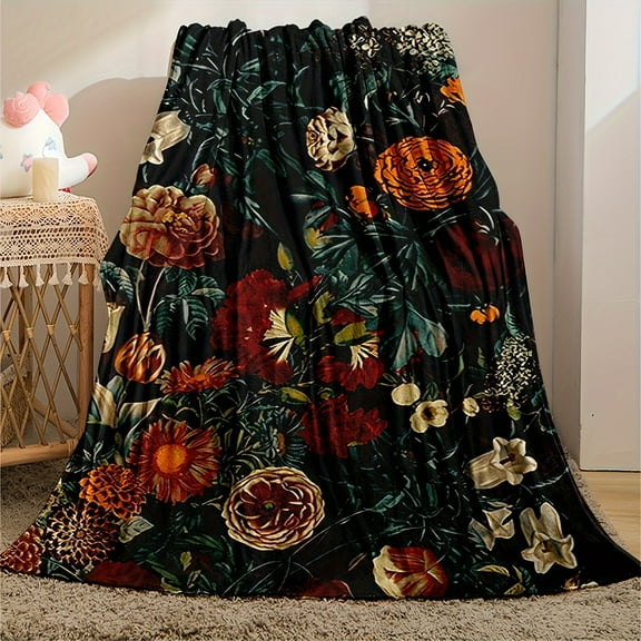 A Vibrant And Colorful Floral Fleece Blanket That Embodies a Romantic Atmosphere, Providing Warmth And Comfort. It'S an Essential for a Cozy Home