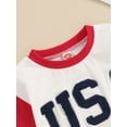 thumbnail image 6 of vera natura Baby Girls Boys Independence Day Romper Short Sleeve Letter Embroidery Contrast Color Romper, 6 of 9