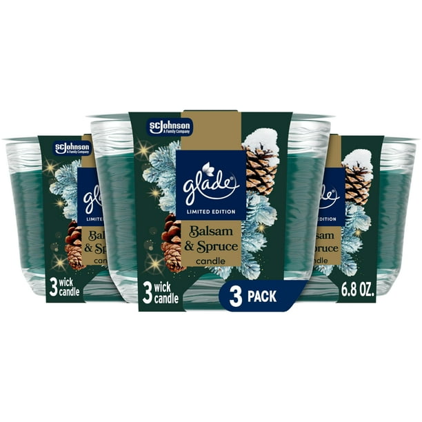 Bálsamo y pícea de 3 mechas de Candle Glade, 192 ml, paquete de 3