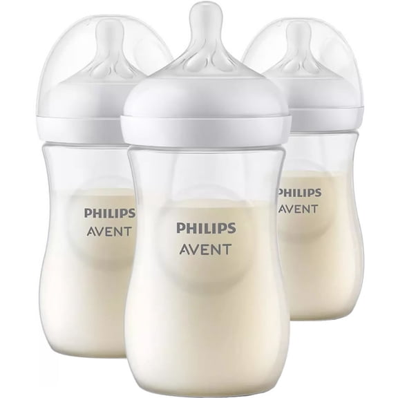Philips Avent Natural Baby Bottle With Natural Response Nipple, Clear, 3x9oz Bottles. SCY903/03