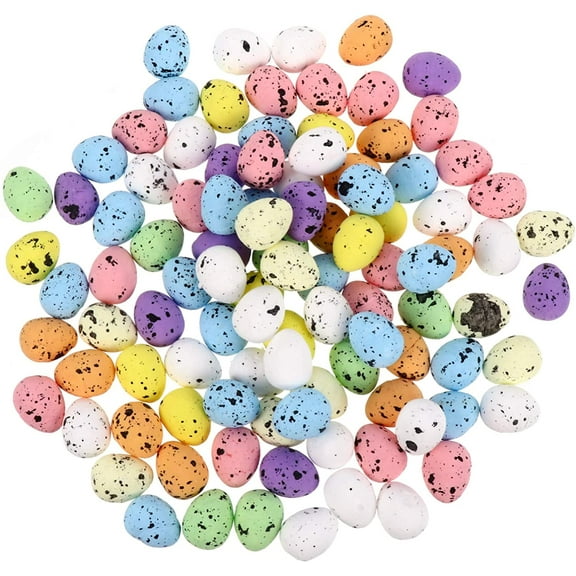 100pcs Artificial Bird Eggs Fake Foam Eggs DIY Easter Eggs for Photo Props Crafts Garden Bird Nest Decor Easter Party Decorations (Assorted Color)