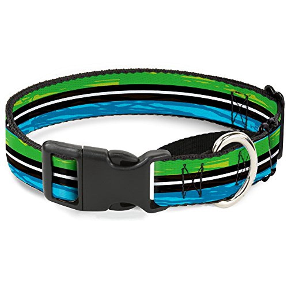 Buckle-Down Scribble Stripes Blue Green White Martingale Dog Collar
