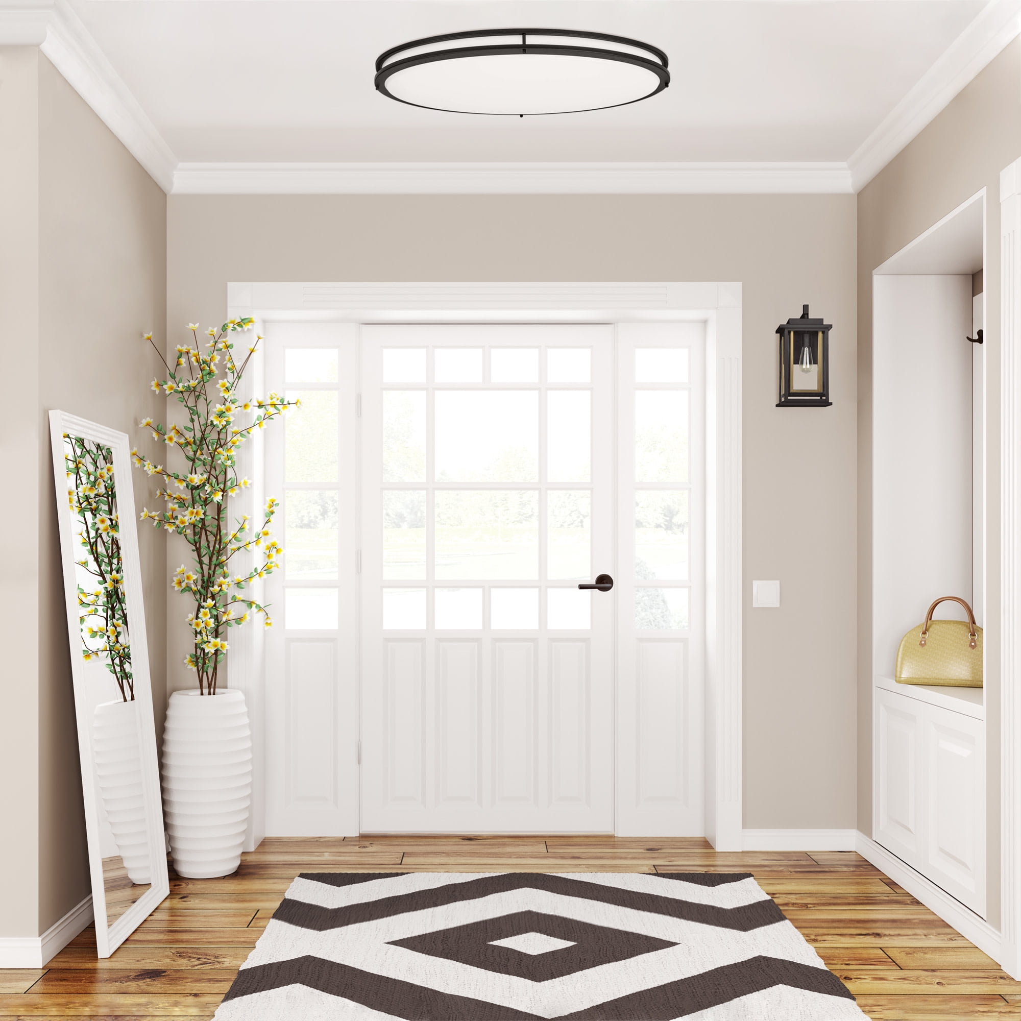 Design House Owens 32" Integrated LED Dimmable Indoor Ceiling Light, Matte Black