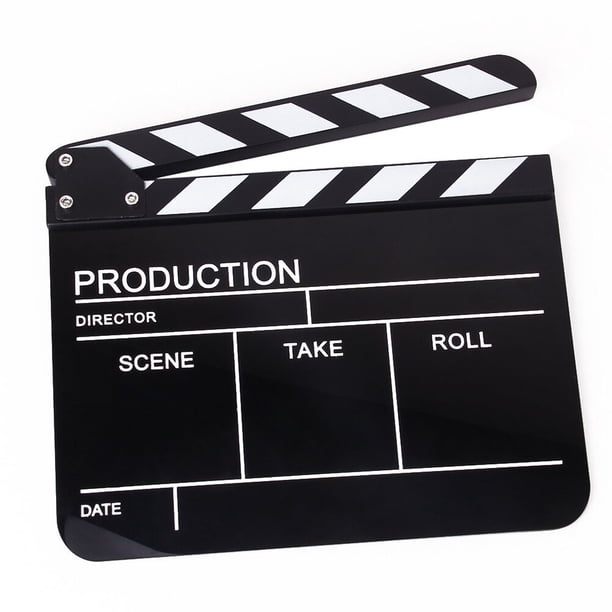 YSNOOWE Clapperboard Profesional En Acrílico Y Madera Para TV Películas Y Cine Color Negro Con Letras En Inglés