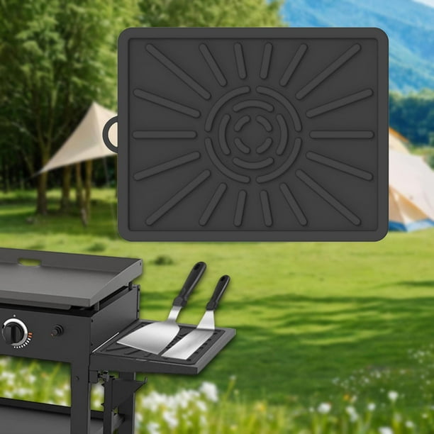 Alfombrilla de silicona perfecl para plancha soporte utensilios barbacoa negro