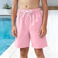 thumbnail image 2 of Sopiago Boys Swim Trunks with Compression Liner Solid Color Bathing Suits Summer Quick Dry Swimwear Swim Shorts Pink,13-14 Years, 2 of 5