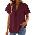 thumbnail image 4 of UVN V Neck Shirts for women Summer Lace Butterfly Sleeve Blouses Ladies Casual Flowy Crochet Tops, 4 of 9