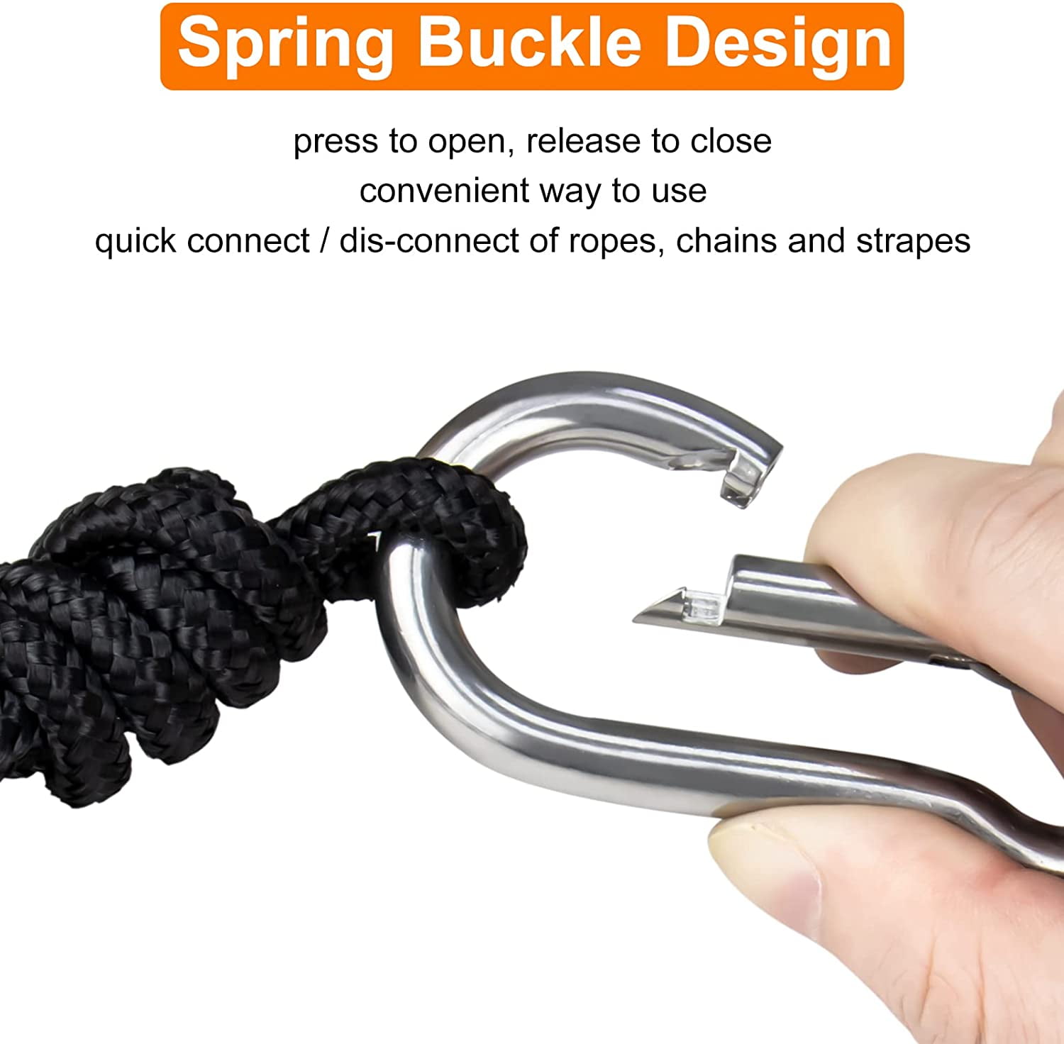 Carabiner-Heavy-Duty, 6 Pack 2.5\u201d Small Carabiner-Clips with Strong  Spring-Stainless Steel Snap Hooks for Climbing Hiking Gym Keych?in and Dog  Leash and Harness 