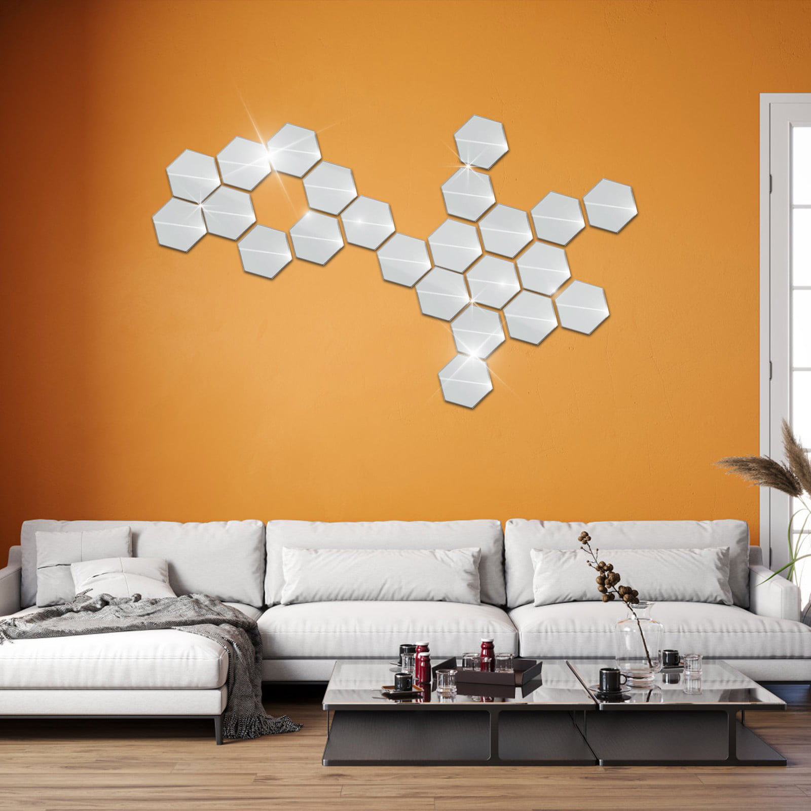 Hexagon Acrylic Mirror DIY Wall Sticker 3D Stereo Home Decor With Adhesive  Glow in The Dark Lights for Kids Room Large Wall Decals Peel And Cute  Mirrors for Bedroom Wall Girl Room