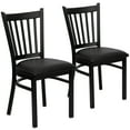 thumbnail image 2 of BizChair 2 Pack Black Vertical Back Metal Restaurant Chair - Black Vinyl Seat, 2 of 14