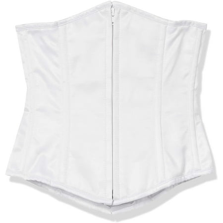Lavish White Satin Underbust Corset Waist Cincher Busk Closure