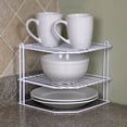 thumbnail image 1 of Home Basics Vinyl Coated 2 Shelf Kitchen Organization Corner Spice Rack, White, 1 of 5