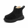 thumbnail image 2 of YMNXA Big Kids Girls Boots Non Slip Solid Color Flat Sole Side Zipper Plush Warm Fashion Comfortable Shoes For Daily Wear Black 4-4.5 Years, 2 of 7