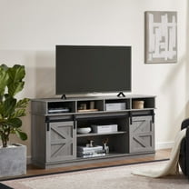 AENKYO 58" Farmhouse TV Stand with Sliding Barn Doors, Adjustable Shelves for TVs up to 65", Antique Gray