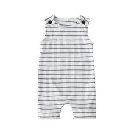 

Binmer Newborn Infant Kids Baby Girls Boys Sleeveless Rib Striped Jumpsuit Clothes