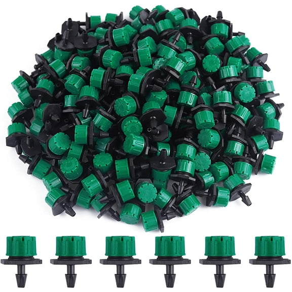 200Pcs Adjustable Irrigation Drippers, 1/4 Inch Barbed Drip Emitter 360 Degree Watering Sprinklers Anti-Clogging Drippers for 4mm/7mm Garden Watering System（Red）