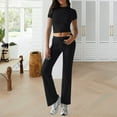 thumbnail image 2 of MSJUHEG Linen Sets for Women 2 Piece Crop Tops Wide Leg Pant Sets Travel Outfits for Women Beach Vacation Clothes for Women 2 Piece Pants Set for Women Summer Summer Work Outfits for Women Black L, 2 of 9