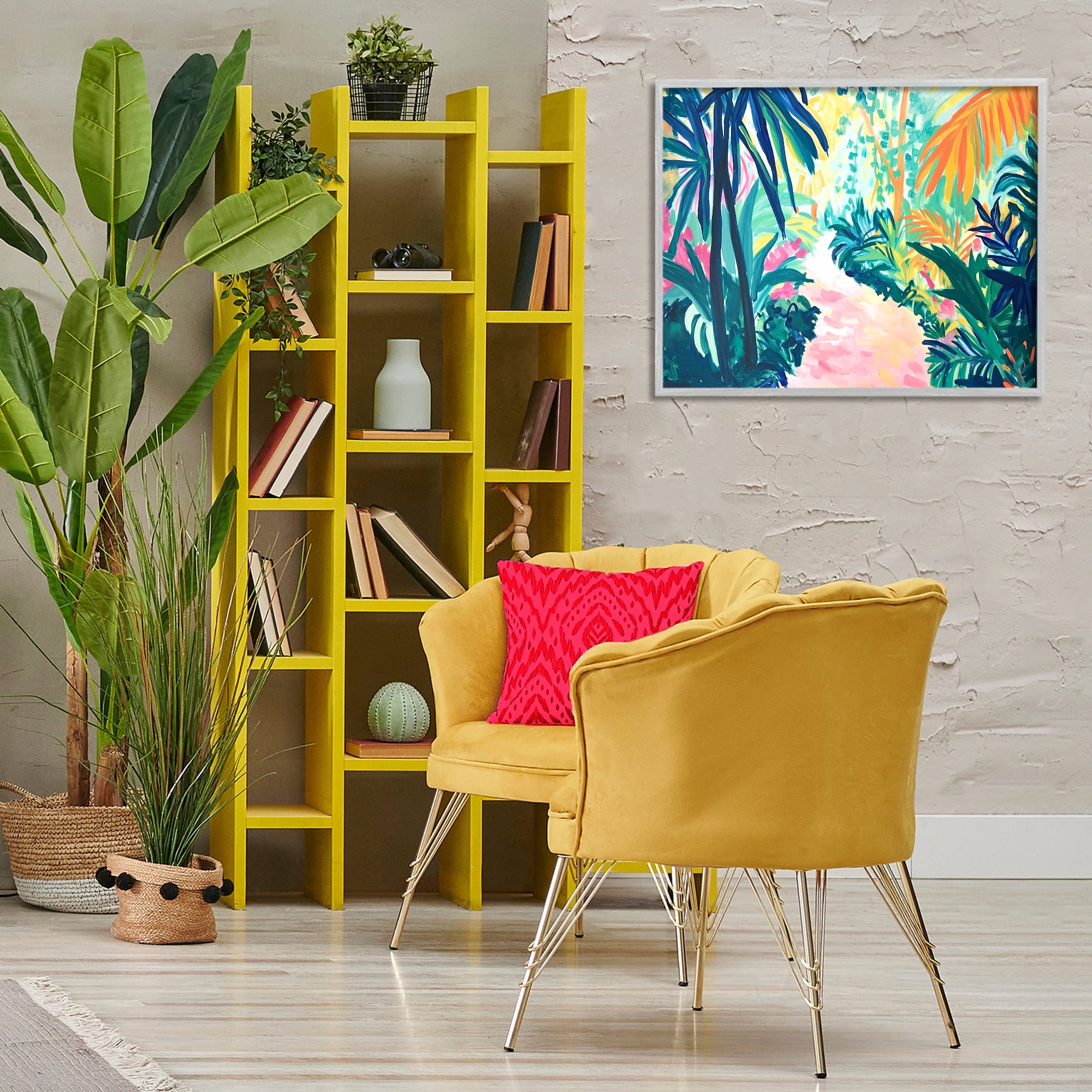 Stupell Industries Garden Of Bright Color Botanical & Floral Painting Gray Framed Art Print Wall Art, 30 x 24