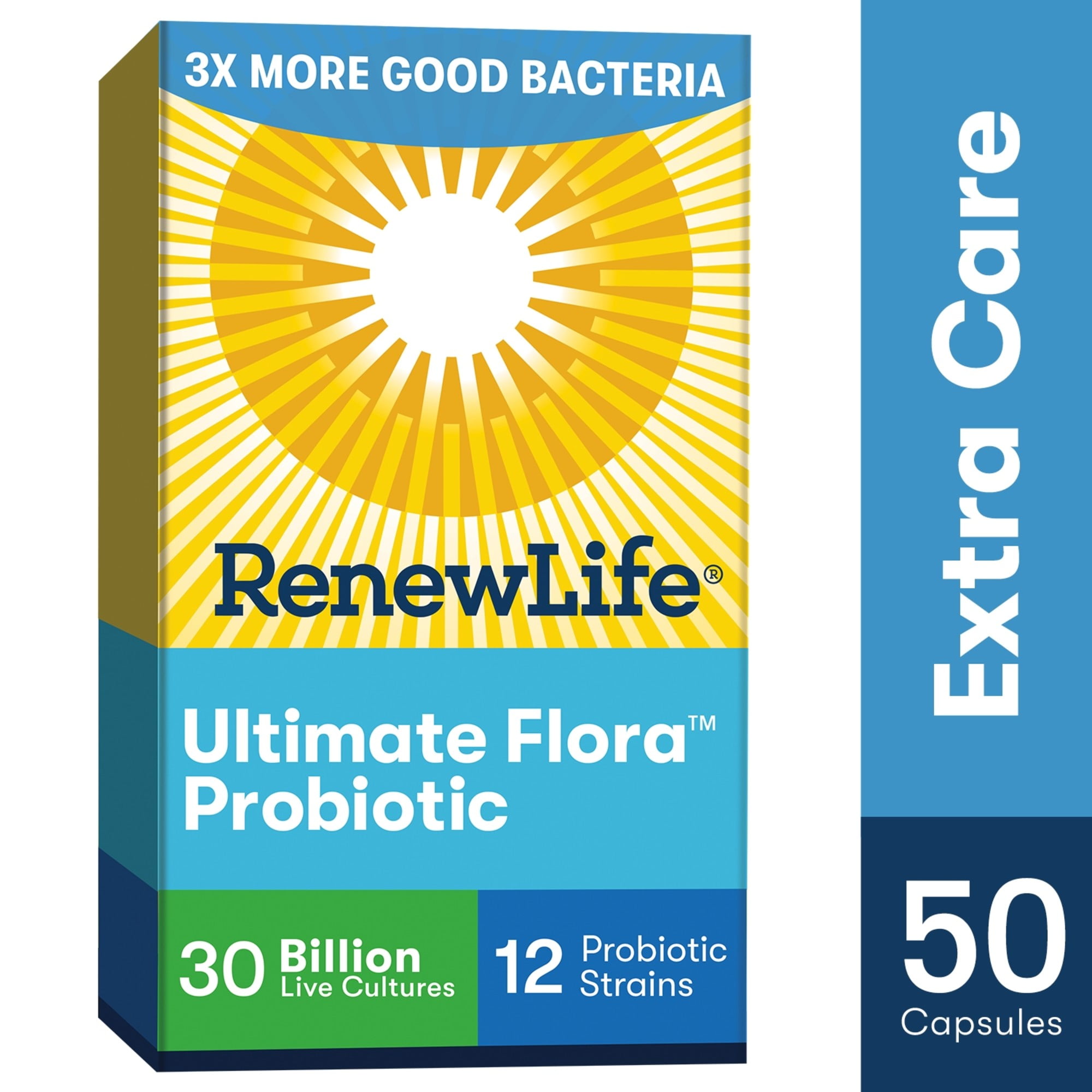 Renew Life Extra Care Probiotic Capsules, 30 Billion, 50 Ct - Walmart ...