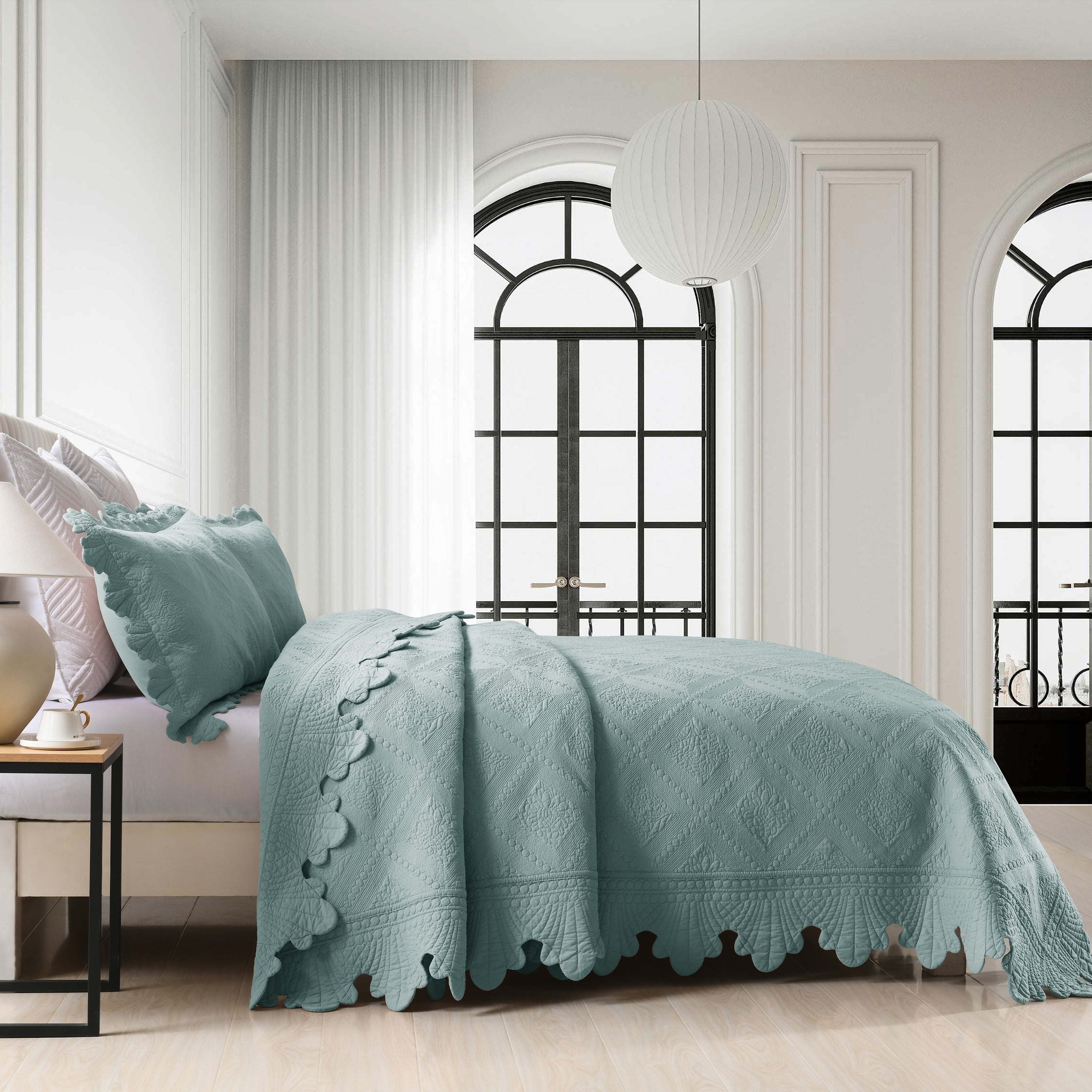 MarCielo 3Pcs 100% Cotton Oversized Quilt Bedspread Coverlet Set TK