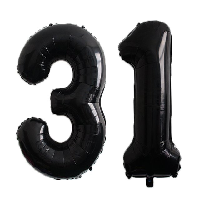 Globos de aluminio con números negros para niños y adultos, decoración de fiesta de cumpleaños, suministros de 2 piezas, 40 pulgadas, 10, 11, 12, 15, 20, 25, 30, 45, 50 y 60 años