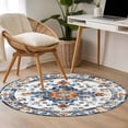 thumbnail image 4 of Round Rugs 3.3Ft, Boho Orange Blue Round Area Rug Washable Indoor Throw Carpet, Vintage Geometric Southwestern Soft Non Slip Circle Rug for Laundry Room Patio Home Decor Aesthetic, 4 of 8