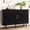 Black, variant on Fluted Sideboard Buffet Cabinet with Storage, 47" Mid Century Tambour Cabinet with Slide Doors and Shelves, Modern Buffer Cabinets Console Table for Living Room Kitchen Entryway (Brown)