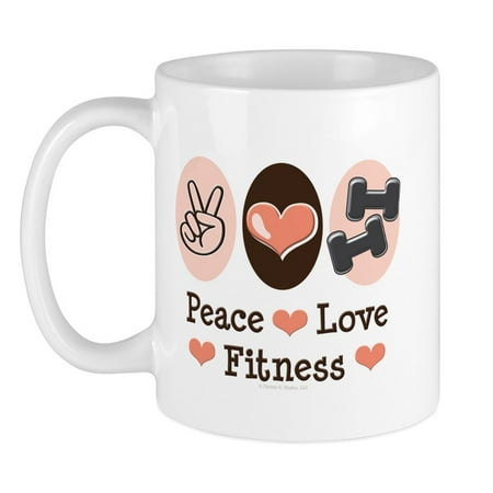 

CafePress - Peace Love Fitness Mug - Ceramic Coffee Tea Novelty Mug Cup 11 oz