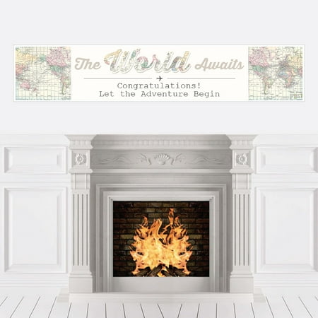 World Parts - World Awaits - Travel Themed Party Decorations Party Banner