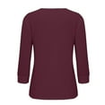 thumbnail image 6 of Yigetop Womens 3/4 Sleeve Tops, Women's 3/4 Length Sleeve Tops V Neck Basic Tee Solid Color Shirts Blouse Tops Women's Blouse T Shirt Tops for Women Trendy Wine L, 6 of 7