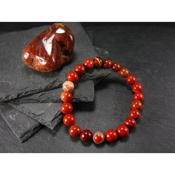 Red Jasper Genuine Bracelet ~ 7 Inches ~ 8mm Round Beads