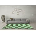 thumbnail image 3 of Ahgly Company Indoor Round Checkered Light Blue Modern Area Rugs, 3' Round, 3 of 4