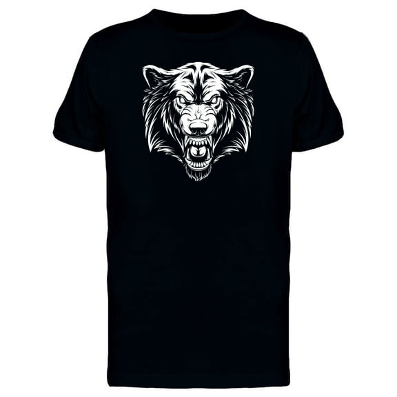 Ferocious Wolf White Outline T-Shirt Men -Image by Shutterstock, Male x-Large
