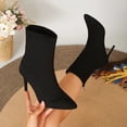 thumbnail image 2 of Zynoxe Womens Ankle Boots Elegant Pointed Toe Boots for Women Soft Faux Suede Casual Short Boots With Back Zipper Fashion Slim Stiletto Heel Booties for Parties Office Wear Black 5.5, 2 of 10