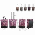 thumbnail image 2 of 20" Rolling Tote Bag with Handle, Print Portable Grocery Trolley Bag with Wheels for Work, Short Trips,Beach & Daily,Paris Floral, Tf023, 2 of 5