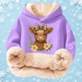 thumbnail image 4 of Oiyii Floral Highland Cow Print Hoodie for Toddler Girls Long Sleeve Weekend Hoodie Sweatshirt Pullover Top,Purple, 4 of 5