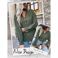 thumbnail image 5 of HUBERY Women Lapel V-neck Long Sleeves Pockets Single-Breasted Solid Color Top, 5 of 7