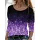 thumbnail image 3 of Camiseta elegante con estampado de flores para mujer, ropa de manga larga, holgada, informal, con cuello redondo, para otoño e invierno, 2023, 3 of 5