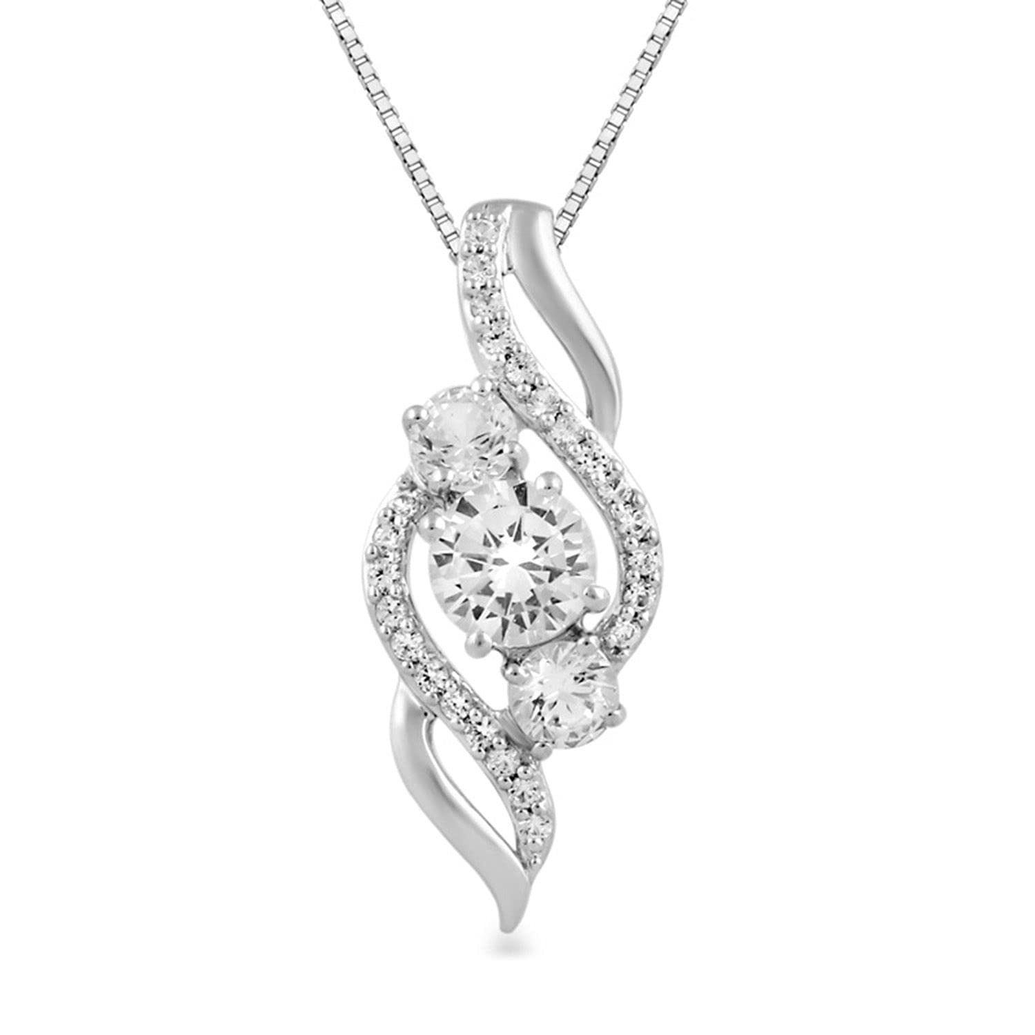 White Sapphire Necklace Pendant 