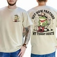 thumbnail image 2 of "Not Now Partner, My Tummy Hurts" T-Shirt – Cowboy Frog Meme Tee, Funny Unhinged Gen Z Graphic Shirt, Soft Cotton Unisex Humor Top, 2 of 7