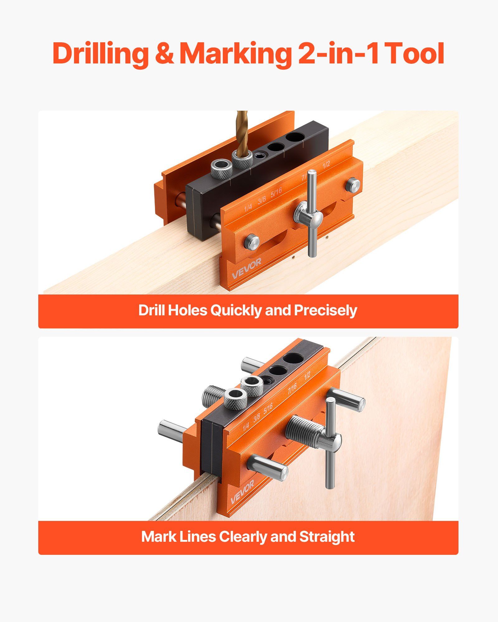 Professional Self-Centering Dowel Jig | Adjustable Drill Guide for Woodworking Projects & Furniture Repair