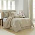 thumbnail image 4 of Nanshing Lacy 7 Piece Damask Embroidery Comforter Set, Queen, Taupe, 4 of 6