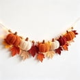 thumbnail image 2 of Hand-Crocheted Halloween Pumpkin Garland with Maple Leaves, Acrylic Yarn Decor for Home and Thanksgiving Party Multicolor, 2 of 6