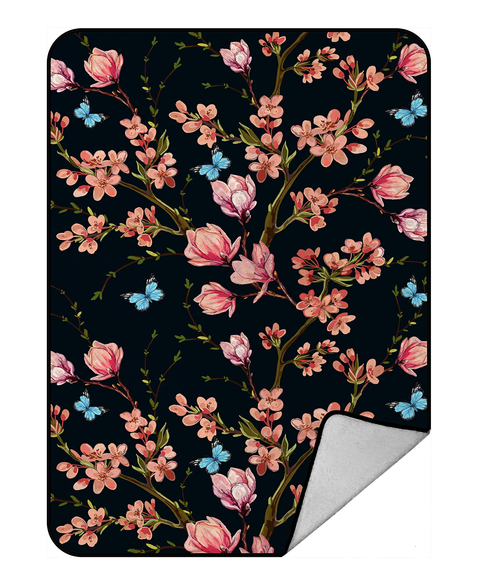 ECZJNT butterflies tropical japanese magnolia flowers Throw Blanket