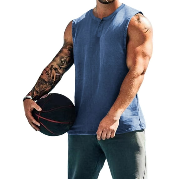 LilyLLL Mens Solid Color Vest Tank Tops Sleeveless Sport Workout Fitness Muscle T Shirt