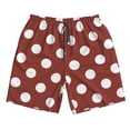 thumbnail image 2 of Honeii's Maroon And White Polka Dot Print Men's Casual Shorts with Drawstring，Swim Trunks Quick Dry Beach Shorts, 2 of 5